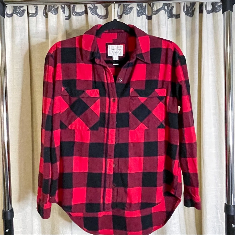 Forever 21 Buffalo Plaid Flannel Shirt, Sz M